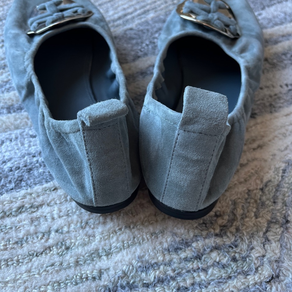 🩰 Tory Burch Minnie Travel Ballet Flats Light Grey Rocky Pebble | Size 9.5 - Picture 9 of 15